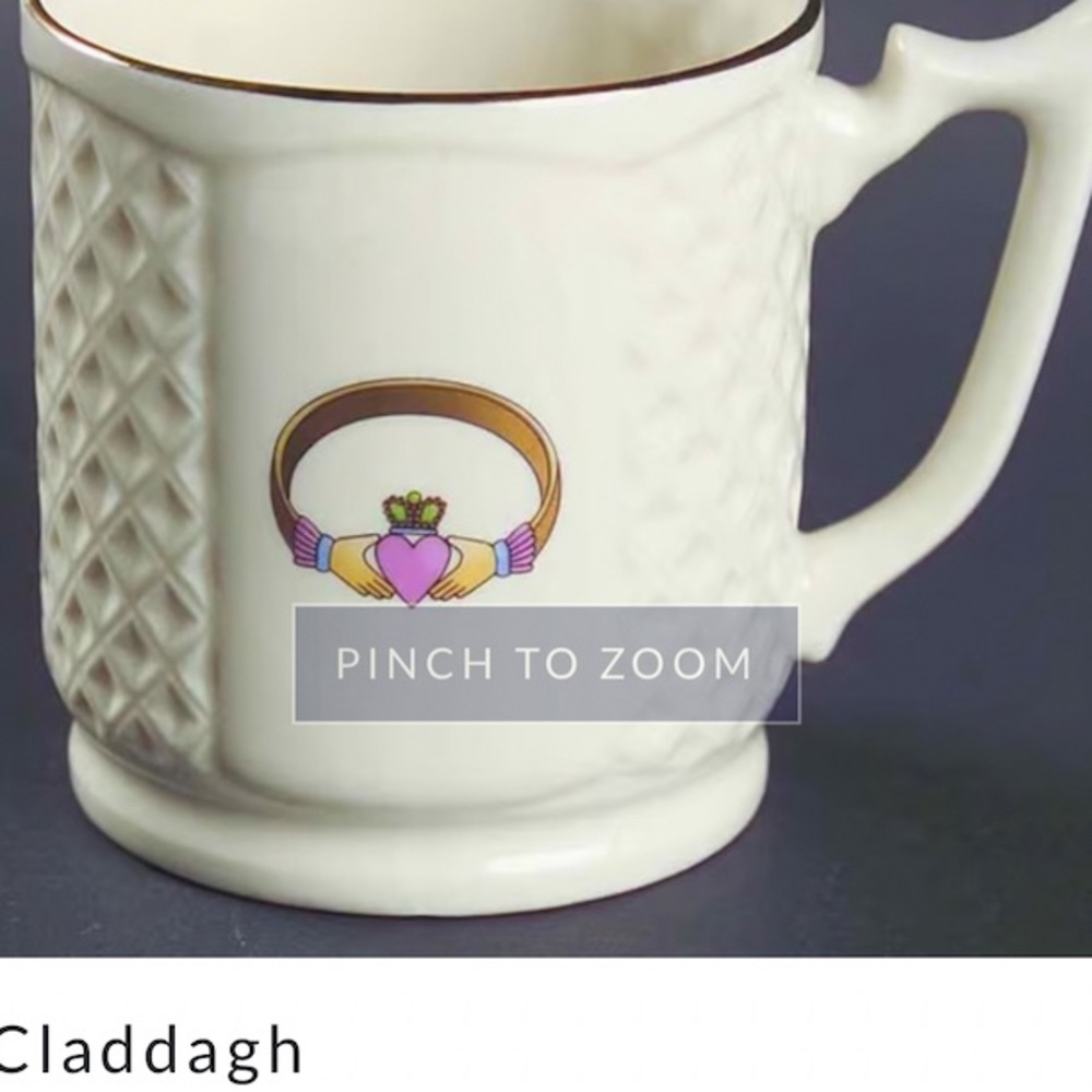Irish Parian claddagh ring porcelain mug